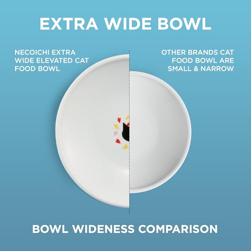 Necoichi Extra-Wide Raised Cat Food Bowl (Sakura, Extra Wide) - color: Sakura, size: Large Extra Wide