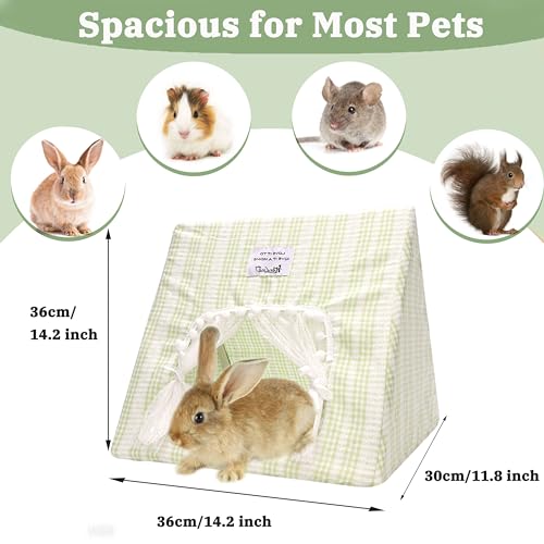 Sugar Glider & Small Pet Play Bundle - Elastic Climbing Ropes (2PCS Blue/Yellow) + Large Hideout for Guinea Pigs, Rabbits, Ferrets