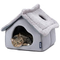 Cat Houses for Indoor Cats - Large Cat Cave Bed with Removable Support Foam and Washable 2-Side Mat - Covered Cat Bed for Cat Hideaway - Enclosed Cat Hideout for Kitten and Small Pet, Grey