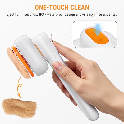 3-in-1 Pet Grooming Brush with Cool Mist & Self-Cleaning Deshedding Tool for Dogs Cats, Extra Wide Comb, Visible Water Window, Gentle for All Coats & Sensitive Skin - Ideal for Spring Shedding