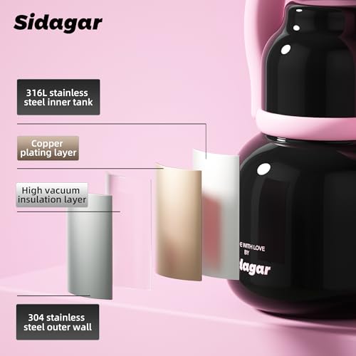 22 oz Leakproof Insulated Water Bottle with Handle Dual Lid Black | 316L Stainless Steel | Dual Drinking Options | BPA-Free | Steel | Cold 24H & Hot 12H | Wide Mouth Design | Easy Cleaning - color: Black
