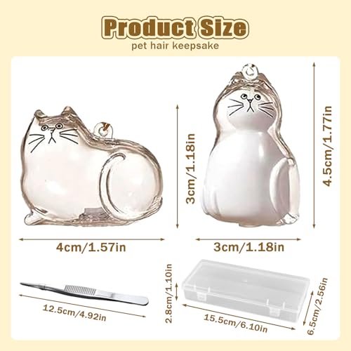 6pcs Cat Fur Storage Bottle of Keychain,Transparent Pendant for Cat & Dog Hair Collection,Capsule Toys Pet Hair Container,-Animal Lovers Keepsake Gift