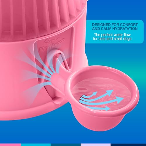 Pet Water Dispenser for Dogs and Cats, 67.6 oz – Gravity-Fed Water Bowl for Clean Drinking, Prevents Wet Fur, BPA-Free Polypropylene, (Clear Pink) - color: Clear Pink