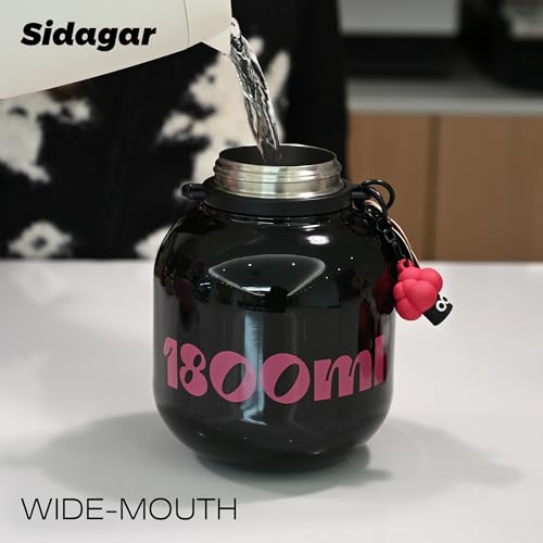 60 oz Gallon Insulated Water Bottle with Straw Lid, Black | Premium 316L Stainless Steel, Leakproof, Wide Mouth Water Jug with Handle, All-day Hot or Cold Retention, Travel & Daily Use - color: Black, size: 60 Ounces