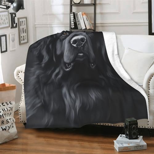 Newfoundland Dog Blanket Gifts for Women Girls Kids Dog Lovers, Puppy Flannel Blankets, Warm Cozy Soft Throw for Bedroom, Camping, Couch, Decor 40x50 in - color: Newfoundland Dog, size: 40"x50"
