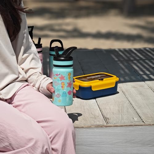 Fanhaw 14 oz Kids Water Bottle for School, Insulated Water Bottle with Straw Lid, Stainless Steel Vacuum Insulated Bottle for Boys & Girls, Leak-Proof, BPA Free(Black - Solar System) - color: Black - Solar System