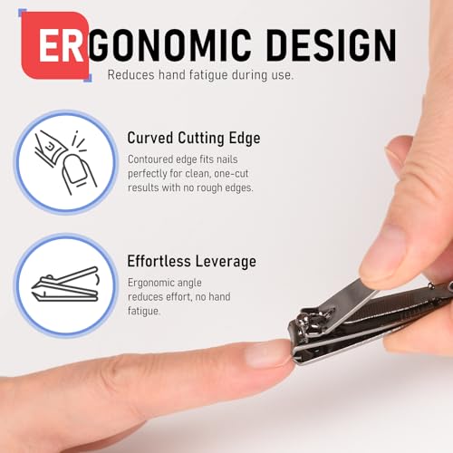 firiKer Nail Clippers with Nail File,Fingernail Clipper,Toe Nail Clippers | Nail Clipper Set ( Gray), Large for Toenails,Small for Fingernails, Used Separately, Ideal Gift for Men and Women - color: Gray