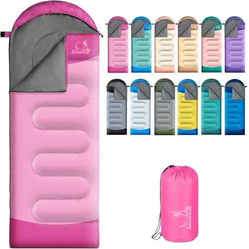 Sleeping Bags for Adults Kids - 3 Season Cold&Warm Weather Waterproof Camping Sleeping Bag - Lightweight Sleeping Bags for Camping Hiking Outdoor Travel - color: Deep light pink