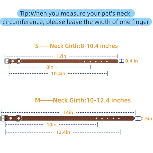 14 Color Puppy Collars for Litter Adjustable PU Leather Dog Collar for Small Newborn Pets - size: S(Neck:8-10.4in)