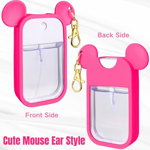 Mouse Design Silicone Case Compatible with Touchland Hand Sanitizer Spray 1 fl oz, Silicone Protective Case Holder with Keychain for Power Mist and Glow Mist, Rose Red - color: Rose Red