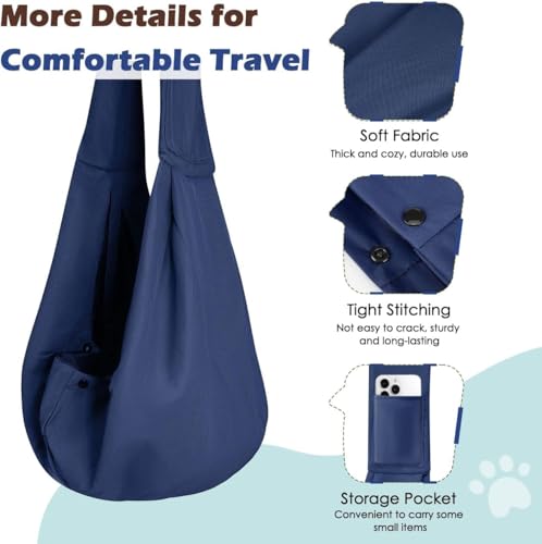 Pawaboo Small Dog Sling Carrier | Reversible Puppy Small Pet Carrier,Hands Free,Safety Buckle,Storage Pocket for Travel,Outdoor Activities Indigo - color: Indigo