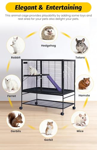 Multi-Level Metal Small Animal Cage, Removable Tray & Ramp, Lockable, BPA-Free, Indoor/Outdoor Use,for Ferrets, Hamsters, Chinchillas, Rabbits, Guinea Pigs, Hedgehogs, Gerbils - size: 36''Lx22''Wx39''H