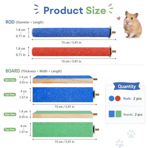 4 PCS Rat Climbing Toys Wood Hamster Climbing Cage Steps with Colorful Sand Sharpening Claws Platform, Sugar Glider Toys Sugar Glider Cage Accessories Small Animal Scratching Sandpaper for Cages