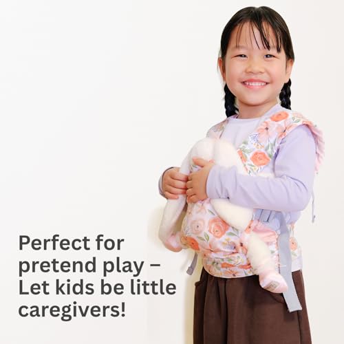 Baby Doll Carrier – Adjustable Doll Carrier for Little Girls, Front & Back Wear, Made with Soft Fabric, Fits Dolls & Stuffed Animals up to 20 Inches, Rose - style: Rose