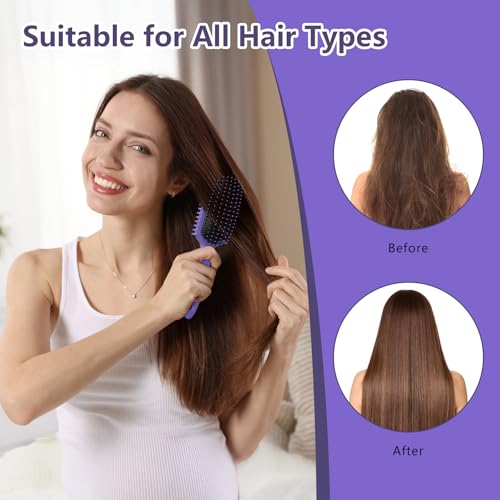 Curl Defining Brush, Curly Hair Brush, Slick Back Hair Brush | For Combing and Shaping Curls in All Hairstyles to Reduce Pulling (Purple) - color: Purple