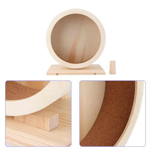 Tiiyee Wooden Hamster Exercise Wheel, Silent Silent Running Wheel Wooden Small Pets Quiet Spinner Play Toy Cage Accessories for Dwarf Syrian Hamster Rat Gerbil Mice Guinea Pigs(S)