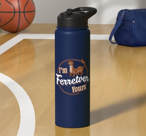 I'm Ferretver Yours Ferret Pet Animal Funny Ferret Stainless Steel Insulated Water Bottle - color: Navy Blue