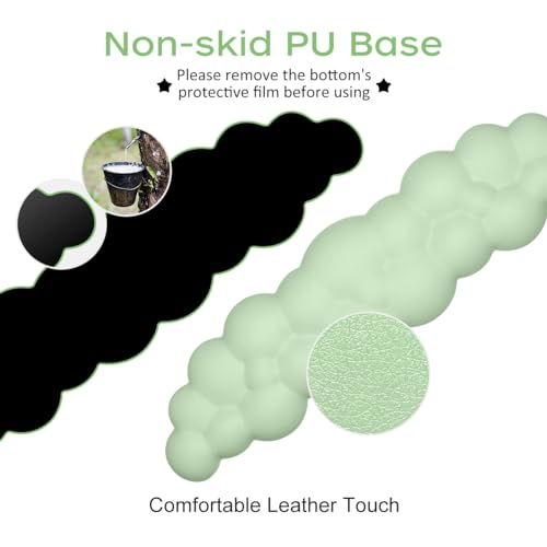 JIKIOU Upgrade Leather Cloud Wrist Rest for Keyboard and Mouse & Cup Pad | Wish Gift-Cute Cloud Shape, Comfortable and don’t Irritate to Skin, Non-Slip PU Base,Soft Memory Foam filled for Pain Relief - color: 06pastel Green