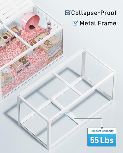 BUCATSTATE Hamster Cage 3.0, Large Hamster Enclosure (39in, White) | 5.4 ft² Small Animal Habitat with Deep Bedding Space for Hamster Enrichment, Stackable Aluminum Frame, Front & Top Access - color: White, size: 39.3"L x 19.7"W x 20.4"H