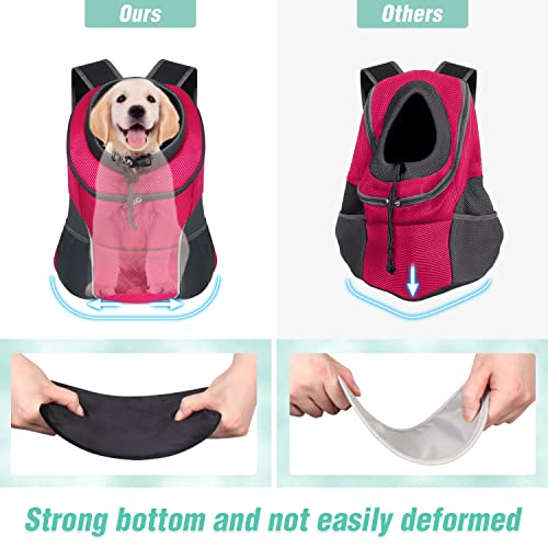 YUDODO Dog Front Carrier Backpack, Adjustable Breathable Dog Backpack | Ventilated, Safety Belt, Lightweight, Reflective Strip, Pocket Storage, For Walking Hiking Outdoor, Rose, M - color: Rose