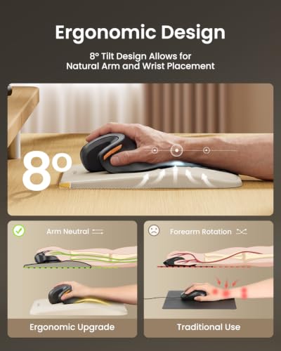 ProtoArc MP50 Ergonomic Mouse Pad with Wrist Support, Lycra Surface, Beige | 8° slope & massage points, soft memory foam, Large 12x8 Inches, Non-slip base. Relieves wrist strain for office & home - color: Beige Lycra