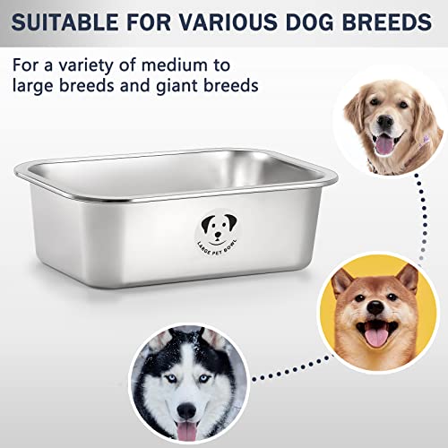 Stainless Steel Dog Bowls for Large Dogs, 0.85 Gallons High Capacity Metal Food Dog Bowls Extra Large Water Bowl for Dogs - size: 0.85 Gallons