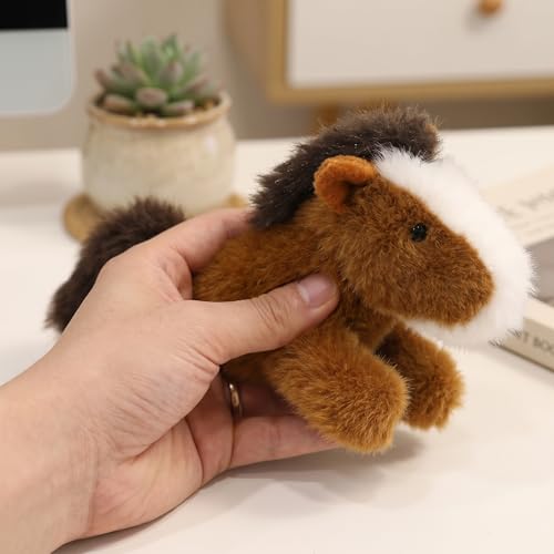 YUKOUQIAN Horse Stuffed Animal Cute Plush Doll Toy 5.5 inch for Girls Boys Christmas (pa Brown Horse) - style: pa brown horse