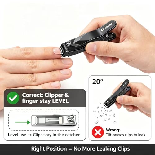 No Mess Nail Clippers with Catcher - Self-Collecting Fingernail & Toenail | Patented anti-splash catcher. Professional ultra-sharp stainless steel blades. Rust-resistant. Great for gifting & travel. - color: Champagne