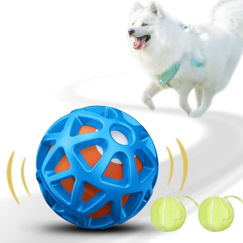 seagi Interactive Dog Toy, Motion-Activated Bouncing Vibrating Dog Ball | USB Rechargeable Design with Durable Natural Rubber Shell for Interactive Dog Ball, for Small/Medium/Large Dogs - color: Blue