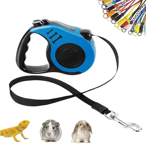 Retractable Harness and Leash Set for Ferrets, Rabbits, Guinea Pigs and Small Pets Lightweight 3M/9.84FT Leash with Non-Slip Handle & 2pcs Rope Vests (Blue, 9.84ft) - color: Blue, size: 9.84ft