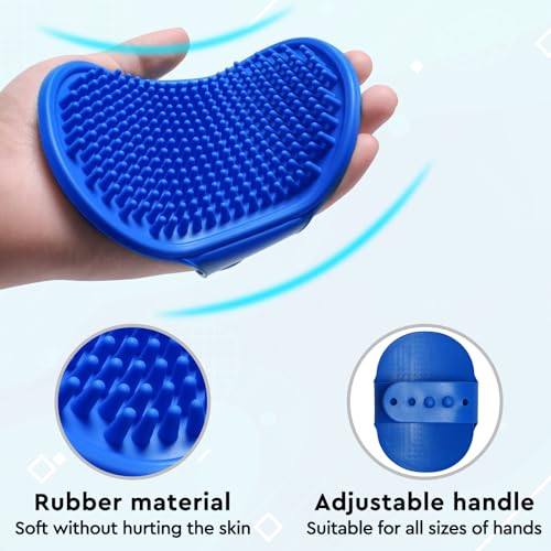 Cat Grooming Glove Brush, Self-Cleaning Slicker Pet Brush | Dog Bath Brush for Shedding and Grooming, Removes Loose Hair and Tangles for Short and Long Haired Pets, Blue