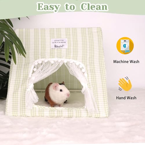 Jenvd Guinea Pig Hideout Large with Curtain, Machine Washable Bunny Hideout | Bottomless Guinea Pig Hide Tent Houses & Habitats, Easy-Clean Small Animal Hideout for Pet Rabbit, Rat, Chinchilla, Squirrel - color: Grid
