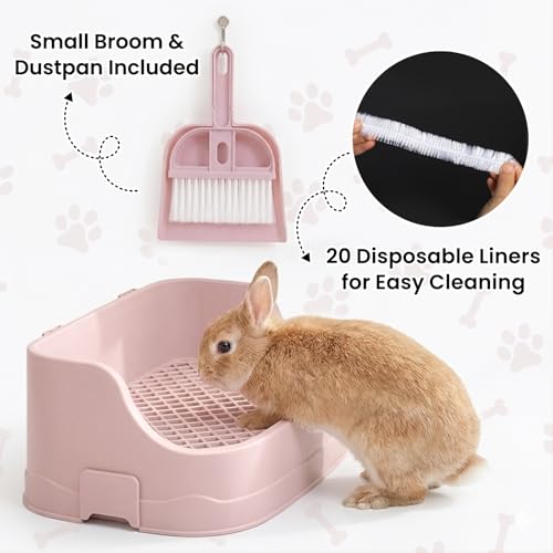 Large Rabbit Litter Box, Bunny Litter Box, Removable Top and Base, Pink | Removable Top and Bottom, Easy to Assemble and Clean, Suitable for Adult Rabbits, Guinea Pigs and Other Small Pets - color: Pink, size: 17.8" × 11.8" × 7.5"
