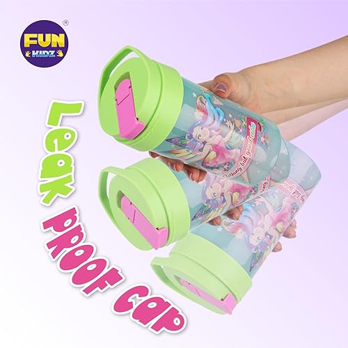 17oz Fairy Kids Water Bottle, Toddler Spout Cover and Carry Handle Design Lid Leak Proof BPA free Cup for Girls Ages 3+ Dishwasher Safe for Sports School Travel Made of Plastic with Silicon Straw