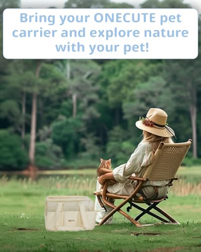 ONECUTE Dog Purse Carrier for Small Dogs Rabbit cat with Large Pockets, Cotton Bag, Dog Carrier Soft Sided, Collapsible Travel Puppy Carrier (Beige Breathable, 17.0" L x 7.5" W x 12.0" H) - color: Beige Mesh, size: 17.0"L x 7.5"W x 12.0"H