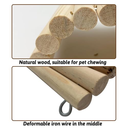 Hamiledyi 11.37 X 5.9 Inches Hides for Tortoises Wood Bendy Bridge Reptile Hide Climbing Ladder Hide Cave Turtle Habitat Decor for Lizards Gecko Spiders Snakes