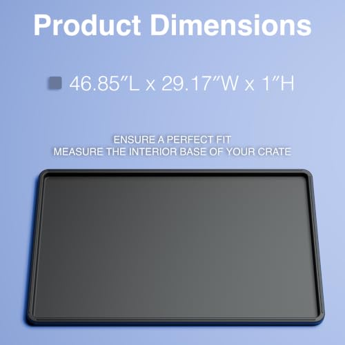 Dog Crate Tray Replacement - Heavy Duty Reinforced Pan | Thick composite plastic, waterproof & easy-clean. Fits metal cages, litter boxes & puzzle boards. - size: 46.85"L x 29.17"W x 1.0"H