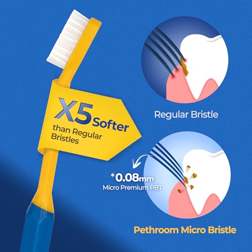 PETHROOM Pet Toothbrush for Cats & Dogs, 20 × 7 mm Standard Head (Medium) | Ultra-Soft Fine Bristles Gently Clean Teeth and Gumlines, Helping Remove Plaque, Ideal for Cats & Small to Medium Dogs - color: Medium