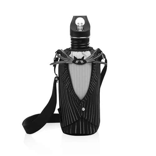 Picnic TIME Disney Shorts Bottle Cooler Tote, Insulated Water Bottle Holder with Adjustable Shoulder Strap for Travel Picnic Theme Parks, Fits 20 to 26 oz Bottles - color: Disney Nightmare Before Christmas Jack Skellington - Black & White