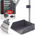 Metal Pooper Scooper for Dogs with Heavy Duty Long Handle Rake & XL Tray | Rustproof Aluminum Poop Scooper for Large Dogs, 36+" Handles and 9”W 9.5”L Extra Large Tray for Yard, Grass, Dirt & Gravel - color: 2 Piece Set - X Large- Silver