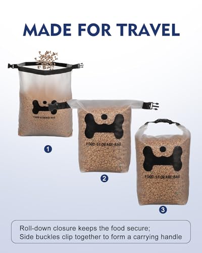 ANVS Silicone Pet Food Storage Bag,40-Cup Dog Food Travel Bag with 2PCS Collapsible Bowls, Perfect for Camping Trip, Dog Boarding, Weekend Getaways and Travel