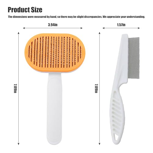 Self-cleaning pet grooming brush - gentle and skin-friendly, effectively removes loose undercoat from pets, suitable for cats, dogs, and other pets (orange)