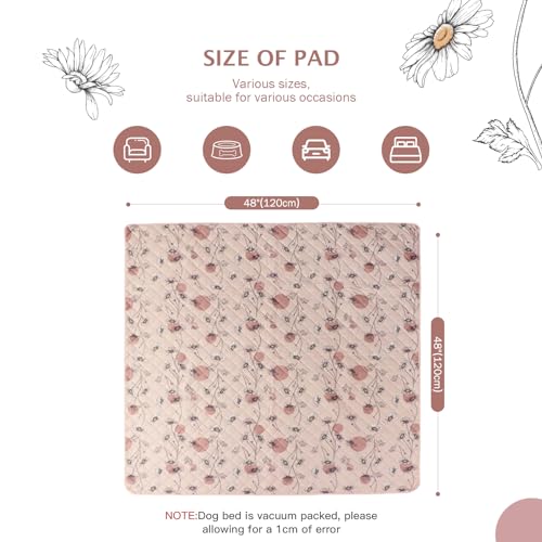 IEUUMLER Washable Pee Pads for Dogs, 1 Pack Non-Slip & Waterproof Pack Whelping Pad, Reusable Washable Puppy Potty Training Pad with Fast Absorbent for Playpen EU007 (Pink Daisy, 48"X48"-1pcs) - size: 48"X48"-1pcs