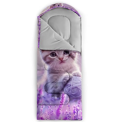 HOSIMA Dear Hunting Pattern Cold Weather Sleeping Bags for Kids Adults. | Black Light Weight Waterproof Sleeping Bags for Outdoors Hiking - color: Purple-c