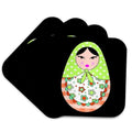 3dRose cst_58636_1 Cute Russian Matryoshka Nesting Doll Black Hair-Warm Colors Black-Soft Coasters, Set of 4