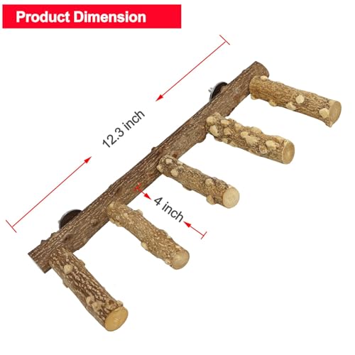 Bird Ladder Perch Cage Nature Wood Stand Parrot Chew Toy for Small Medium Parrot Animal (M) (Bird Ladder)