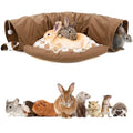 BWOGUE Bunny Tunnel Bed, Collapsible Rabbit Tunnel Hideout with Mat, Coffee | Removable Mat for Washing, Ball Toy for Play, Tunnel Tubes for Hiding, Soft Suede Fabric, Cats Rabbits Guinea Pigs - color: Coffee