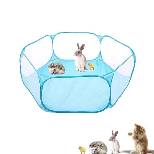 Small Animals Playpen, Portable Pop-up Open Interactive Pet Tent, Indoor Outdoor Fence for Rabbits, Guinea Pig, Hamster, Chinchillas, Kittens, Puppies - color: Blue