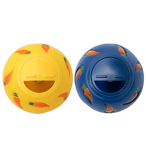 Niteangel Treat Ball, Snack Ball for Guinea Pigs, Rabbits, Hedgehogs and Other Small Pets (Small, Yellow & Blue) - color: Yellow & Blue