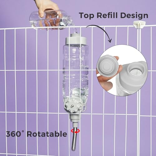 Vannon Dog Crate Water Bottle, 34oz Top-Fill Pet Water Dispenser, Grey | kennel water bottle helps keep pets hydrated longer with fewer refills and easy daily care. - color: Grey, size: 34oz